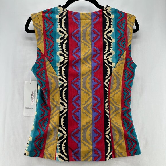 Hobby Horse Kyra Show Vest Womens S Southwestern V-Neck Full Zip Teal Multicolor - Picture 2 of 12